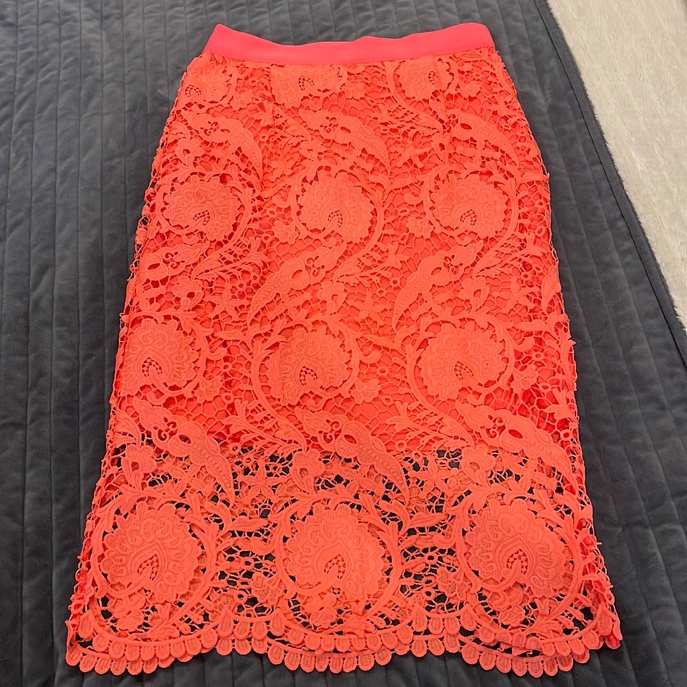 Miguelina Lace overlay midi skirt